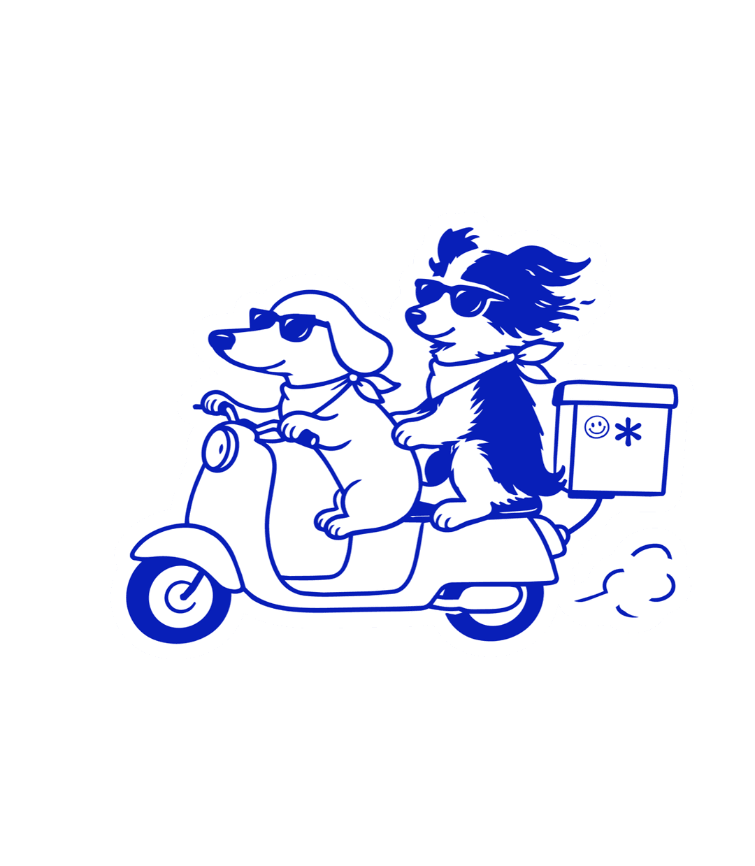 Martina y Sabina, las mascotas de SIMO, entregando café en scooter